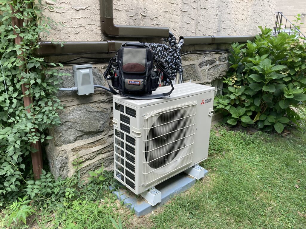 Mitsubishi heat pump condenser.